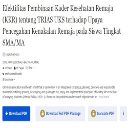 Efektifitas Pembinaan Kader Kesehatan Remaja