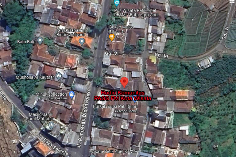 gambar lokasi alamat pass fm batu. Paparan Gambar : <p>Lokasi Google Map Radio Komunitas PASS FM Kota Wisata Batu.</p>